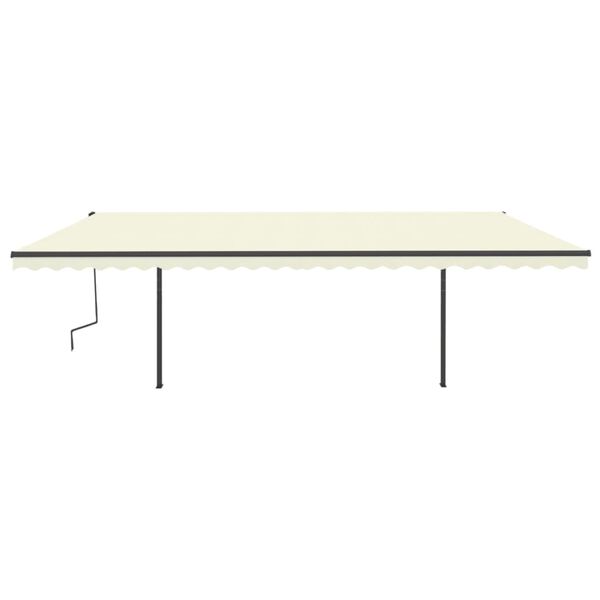 vidaXL Toldo retr&aacute;til autom&aacute;tico com postes 6x3,5 m cor creme