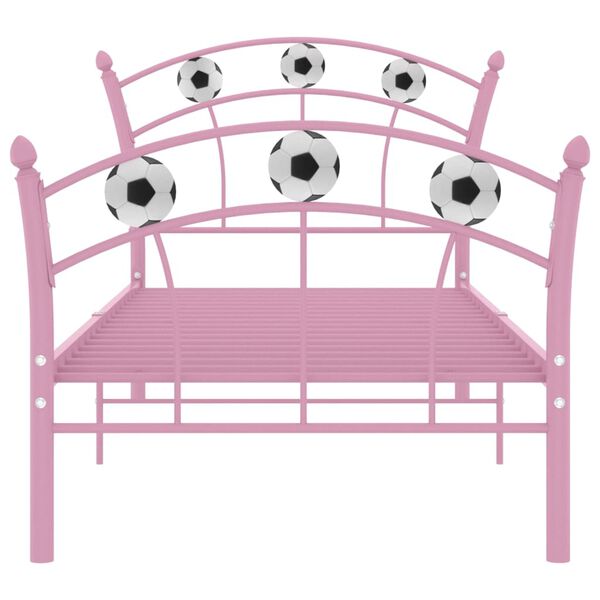 vidaXL Estrutura de cama com design de futebol 90x200 cm metal rosa