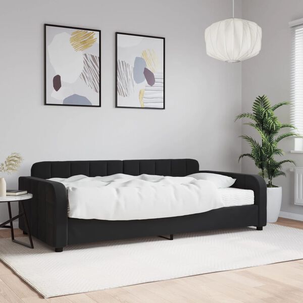 vidaXL Sof&aacute;-cama com colch&atilde;o 100x200 cm veludo preto