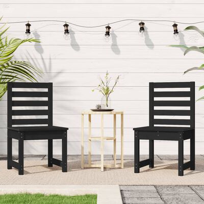 vidaXL Cadeiras de jardim 2 pcs 50x48x91,5 cm pinho maciço preto