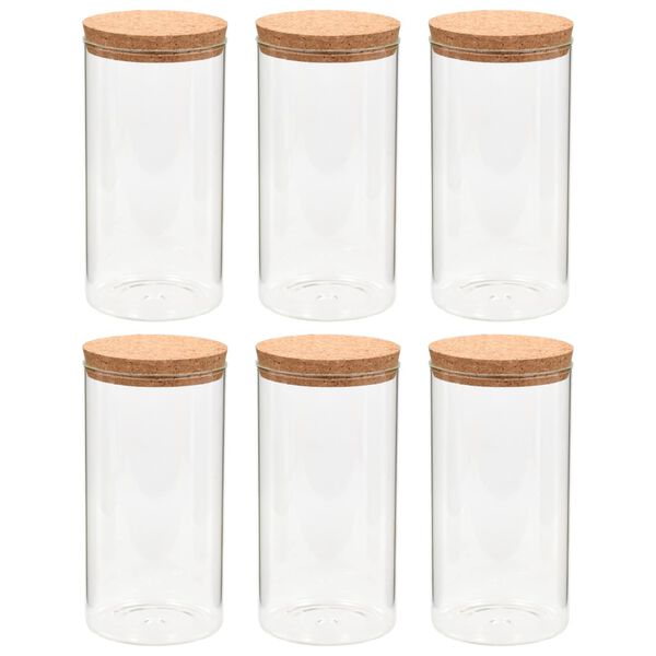 vidaXL Frascos de vidro com tampas de corti&ccedil;a 6 pcs 1400 ml