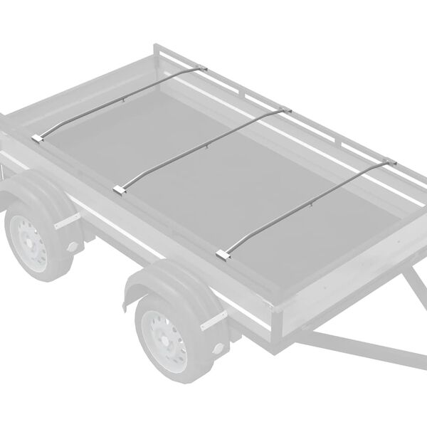vidaXL Suporte de lona para reboques Manual 3 pcs Prateado 100-145 cm