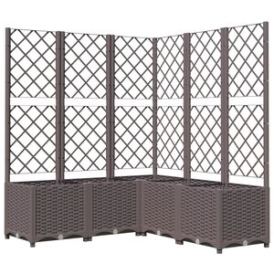 vidaXL Vaso/floreira jardim c/ treli&ccedil;a 120x120x136 cm PP castanho