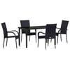 vidaXL Conjunto de Jantar para Jardim 5 unid. Preto A&ccedil;o revestido a p&oacute;