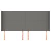 vidaXL Cabeceira cama c/ abas tecido 183x16x118/128 cm cinzento-escuro