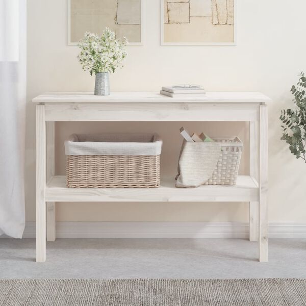 vidaXL Mesa consola 110x40x75 cm pinho maci&ccedil;o branco