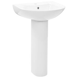 vidaXL Lavat&oacute;rio com coluna cer&acirc;mica branco 520x440x190 mm