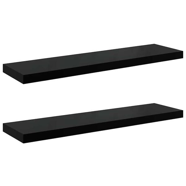 vidaXL Prateleiras de parede suspensas 2 pcs 90x23,5x3,8cm MDF preto