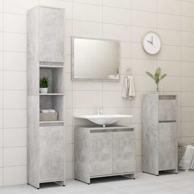 vidaXL Conjunto móveis casa de banho contraplac. cinzento cimento