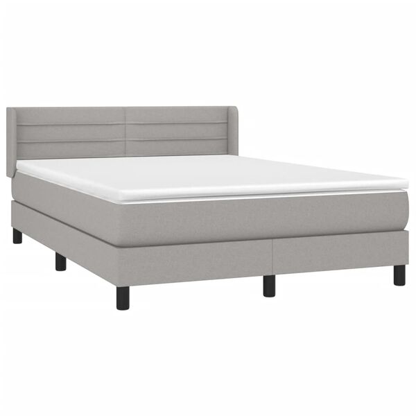 vidaXL Cama com molas/colch&atilde;o 140x190 cm tecido cinzento-claro