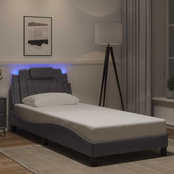vidaXL Estrutura de cama Viana com LED sem colch&atilde;o 80x200cm cinza