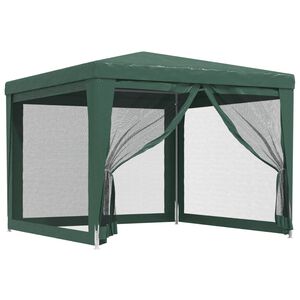 vidaXL Tenda p/ festas c/ 4 paredes laterais em rede 3x3 m PEAD verde