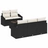 vidaXL Conjunto de Sof&aacute;s 6 unid. Preto e Creme vime PE