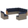 vidaXL Conjunto de sof&aacute; de jardim com 11 pe&ccedil;as e almofadas em rattan sint&eacute;tico cinza