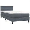 vidaXL Cama box spring c/ colch&atilde;o e LED 90x220 cm veludo cinzento-escuro