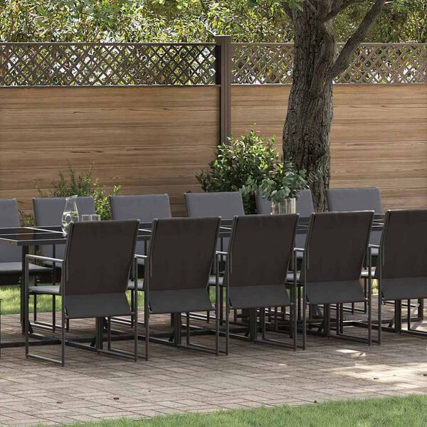 vidaXL Conjunto de Jantar para Jardim 17 pcs Preto A&ccedil;o
