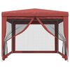 vidaXL Tenda p/ festas c/ 4 paredes laterais rede 3x4 m PEAD vermelho
