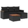 vidaXL 5 pcs conjunto sof&aacute;s de jardim com almofad&otilde;es vime PE preto