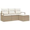 vidaXL Conjunto de Sof&aacute;s 4 unid. Bege e Creme vime PE