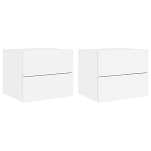 vidaXL Mesas de cabeceira de parede com luzes LED 2 pcs branco