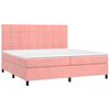vidaXL Cama box spring c/ colch&atilde;o/LED 200x200 cm veludo rosa