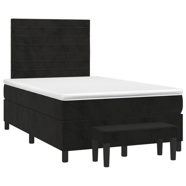 vidaXL Cama boxspring com colch&atilde;o 120x200 cm veludo preto