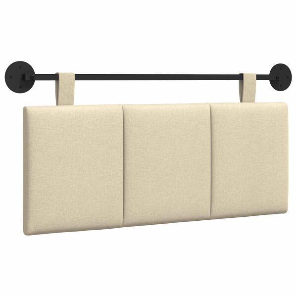 vidaXL Cabeceira Suspensa Riscas Creme 110 x 55 x 5 cm tecido