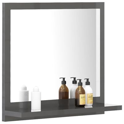 vidaXL Espelho de casa de banho 40x10,5x37cm contrap. cinza brilhante
