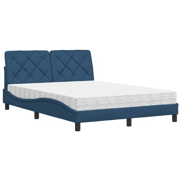 vidaXL Cama com colch&atilde;o 140x190 cm tecido azul