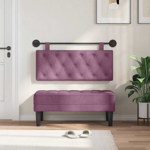vidaXL Cabeceira Suspensa Roxo 110 x 55 x 7 cm Veludo