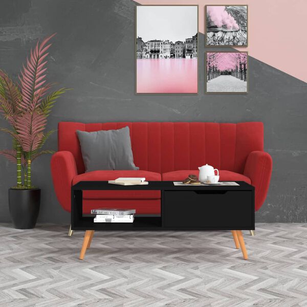 vidaXL Mesa de centro 100x49,5x43 cm derivados de madeira preto