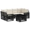vidaXL Conjunto de Sof&aacute; de Jardim 7 unid. Preto e Branco Creme vime PE