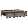 vidaXL 13 pcs conjunto jantar p/ jardim c/ almofad&otilde;es vime PE cinzento