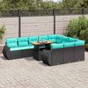 vidaXL 11 pcs conjunto sof&aacute;s de jardim c/ almofad&otilde;es vime PE preto