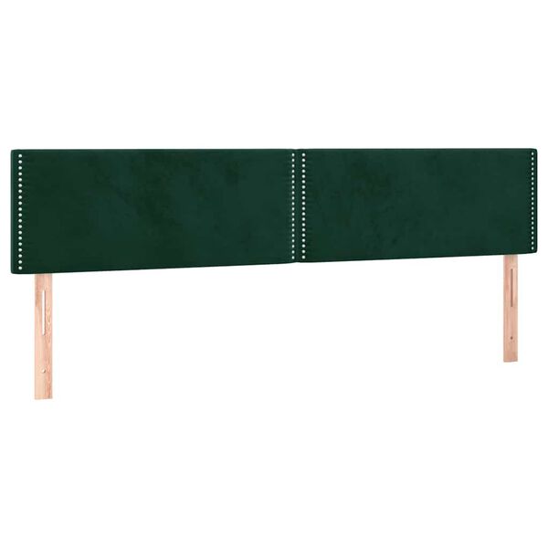 vidaXL Cabeceira de cama c/luzes LED veludo 160x5x78/88cm verde-escuro