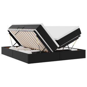 vidaXL Cama com arruma&ccedil;&atilde;o e colch&atilde;o Preto 200 x 200 cm Couro Sint&eacute;tico