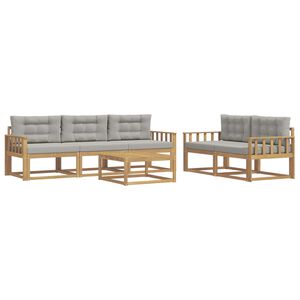 vidaXL Conjunto de Sof&aacute;s para Exterior 6 unid. Branco e Cinzento-Claro