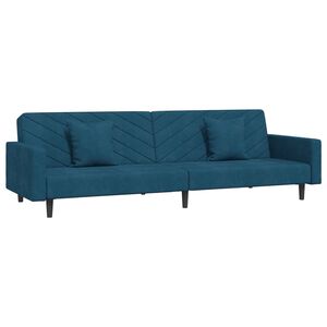 vidaXL Sof&aacute;-cama 2 lugares com duas almofadas veludo azul