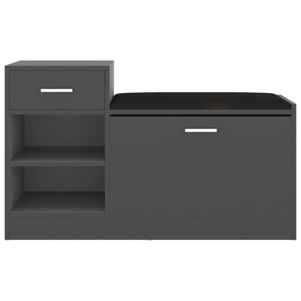 vidaXL Banco sapateira 94,5x31x57 cm derivados de madeira cinzento
