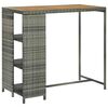 vidaXL Mesa de bar com prateleiras 120x60x110 cm vime PE cinzento