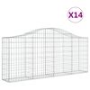 vidaXL Cestos gabi&atilde;o arqueados 14pcs 200x30x80/100cm ferro galvanizado