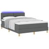 vidaXL Cama Box Spring LED com led Cinza Escuro 140 x 190 cm tecido