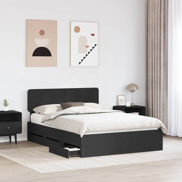 vidaXL Estrutura da Cama Preto 150 x 200 cm Madeira engenheirada