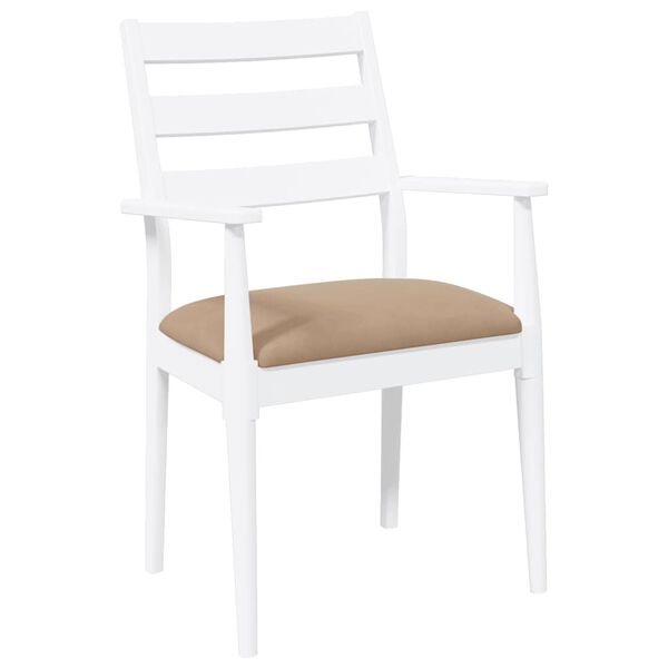 vidaXL Cadeiras de jantar com almofadões 2 pcs madeira maciça branco