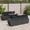vidaXL 7 pcs conjunto de sof&aacute;s p/ jardim c/ almofad&otilde;es vime PE preto