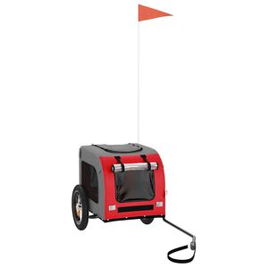 vidaXL Reboque bicicleta animais tecido oxford/ferro vermelho/cinzento
