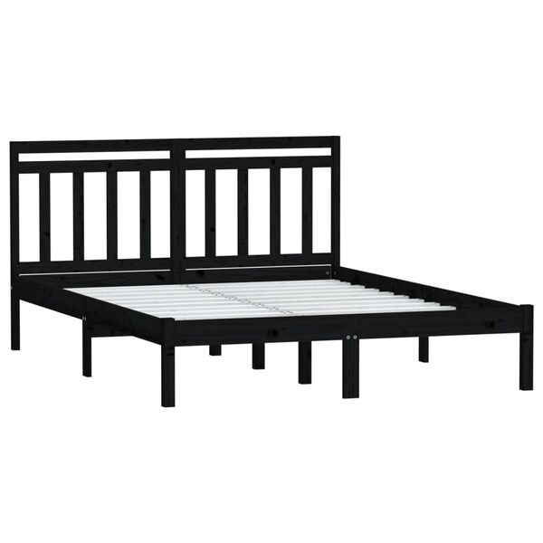 vidaXL Estrutura de cama 140x190 cm madeira de pinho maciça preto