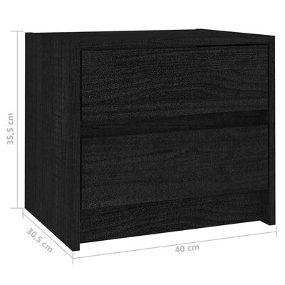 vidaXL Mesas de cabeceira 2 pcs 40x30,5x35,5 cm pinho maciço preto