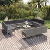 vidaXL 14 pcs conjunto lounge de jardim c/ almofadões vime PE cinzento