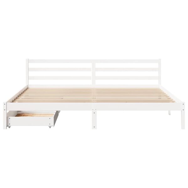 vidaXL Cama sem colch&atilde;o 180x200 cm madeira de pinho maci&ccedil;a branco